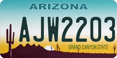 AZ license plate AJW2203