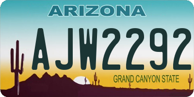 AZ license plate AJW2292