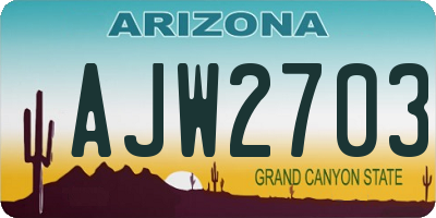 AZ license plate AJW2703