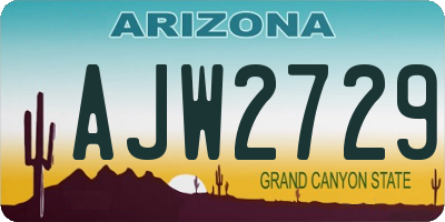 AZ license plate AJW2729