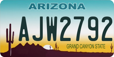 AZ license plate AJW2792