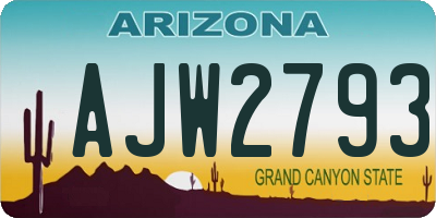 AZ license plate AJW2793