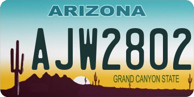 AZ license plate AJW2802