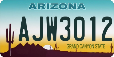 AZ license plate AJW3012