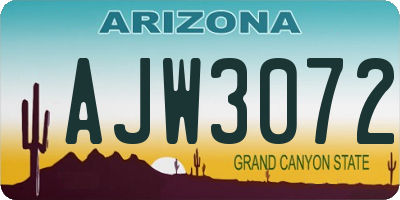 AZ license plate AJW3072