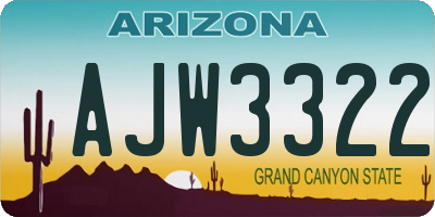 AZ license plate AJW3322
