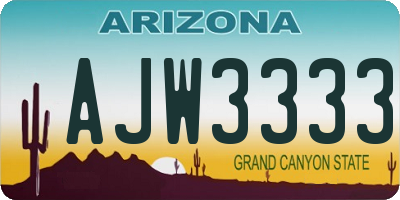 AZ license plate AJW3333