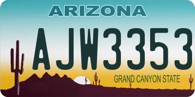 AZ license plate AJW3353