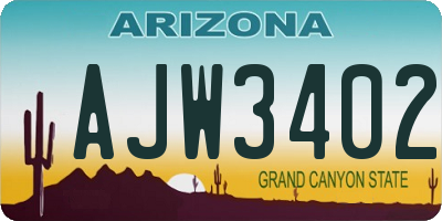 AZ license plate AJW3402