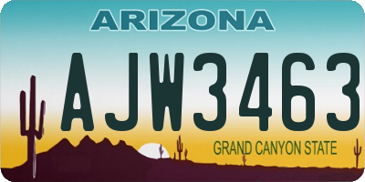 AZ license plate AJW3463