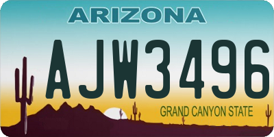 AZ license plate AJW3496