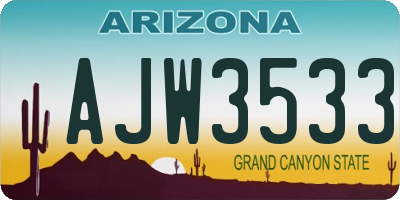 AZ license plate AJW3533
