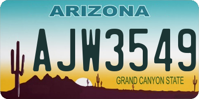 AZ license plate AJW3549