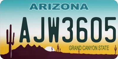 AZ license plate AJW3605