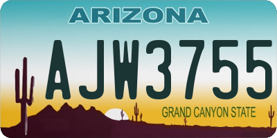AZ license plate AJW3755