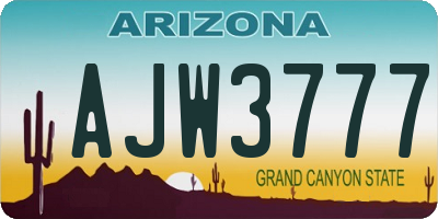 AZ license plate AJW3777