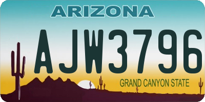 AZ license plate AJW3796