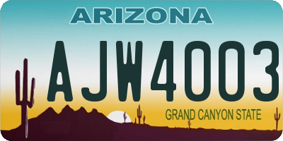 AZ license plate AJW4003