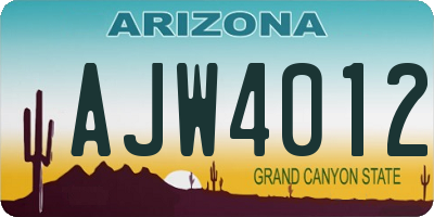 AZ license plate AJW4012