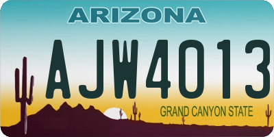 AZ license plate AJW4013