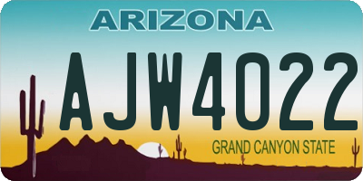 AZ license plate AJW4022
