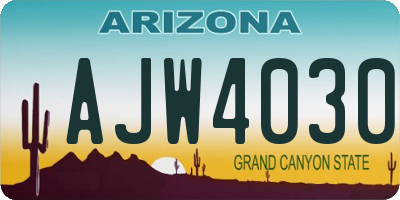 AZ license plate AJW4030