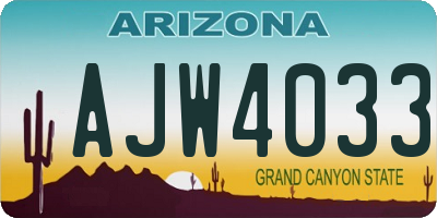 AZ license plate AJW4033
