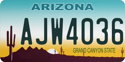 AZ license plate AJW4036