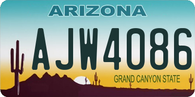 AZ license plate AJW4086