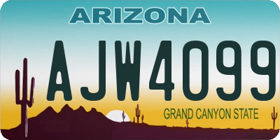 AZ license plate AJW4099