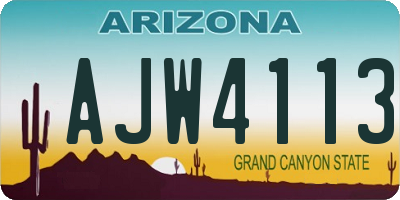 AZ license plate AJW4113