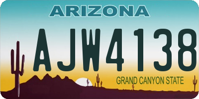 AZ license plate AJW4138