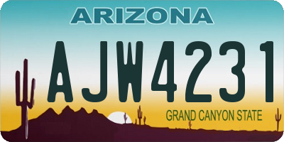 AZ license plate AJW4231