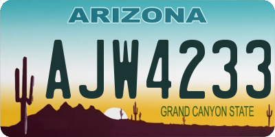 AZ license plate AJW4233