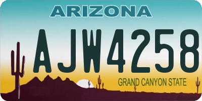 AZ license plate AJW4258