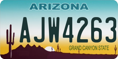 AZ license plate AJW4263