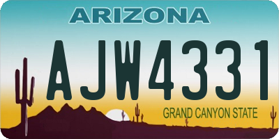 AZ license plate AJW4331