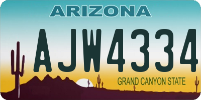 AZ license plate AJW4334