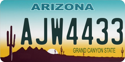 AZ license plate AJW4433