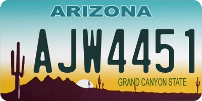 AZ license plate AJW4451