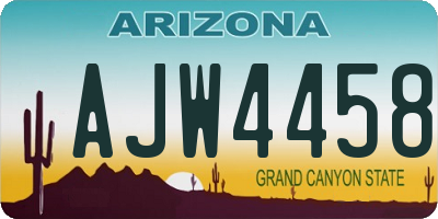 AZ license plate AJW4458