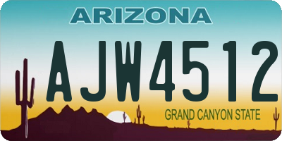 AZ license plate AJW4512