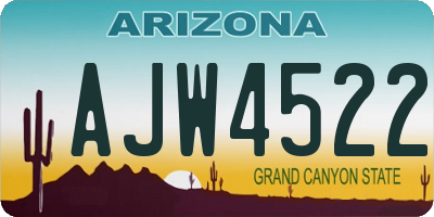 AZ license plate AJW4522