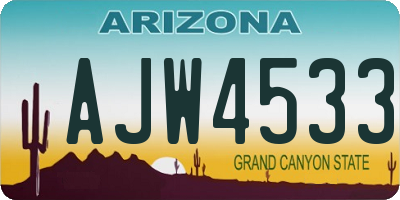 AZ license plate AJW4533