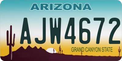 AZ license plate AJW4672