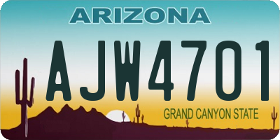 AZ license plate AJW4701