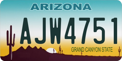 AZ license plate AJW4751