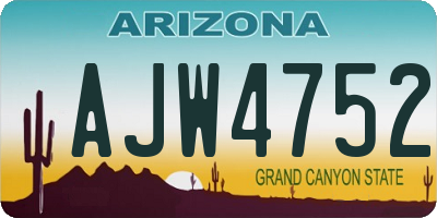 AZ license plate AJW4752