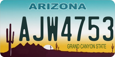 AZ license plate AJW4753