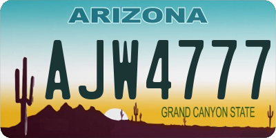 AZ license plate AJW4777